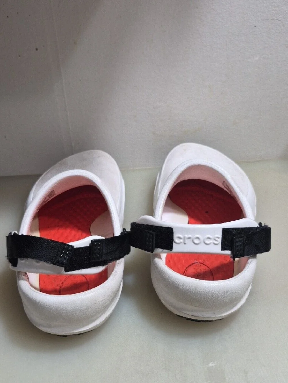 CROCS White Slip-On Clog with Black Back Strap and Pink Lining